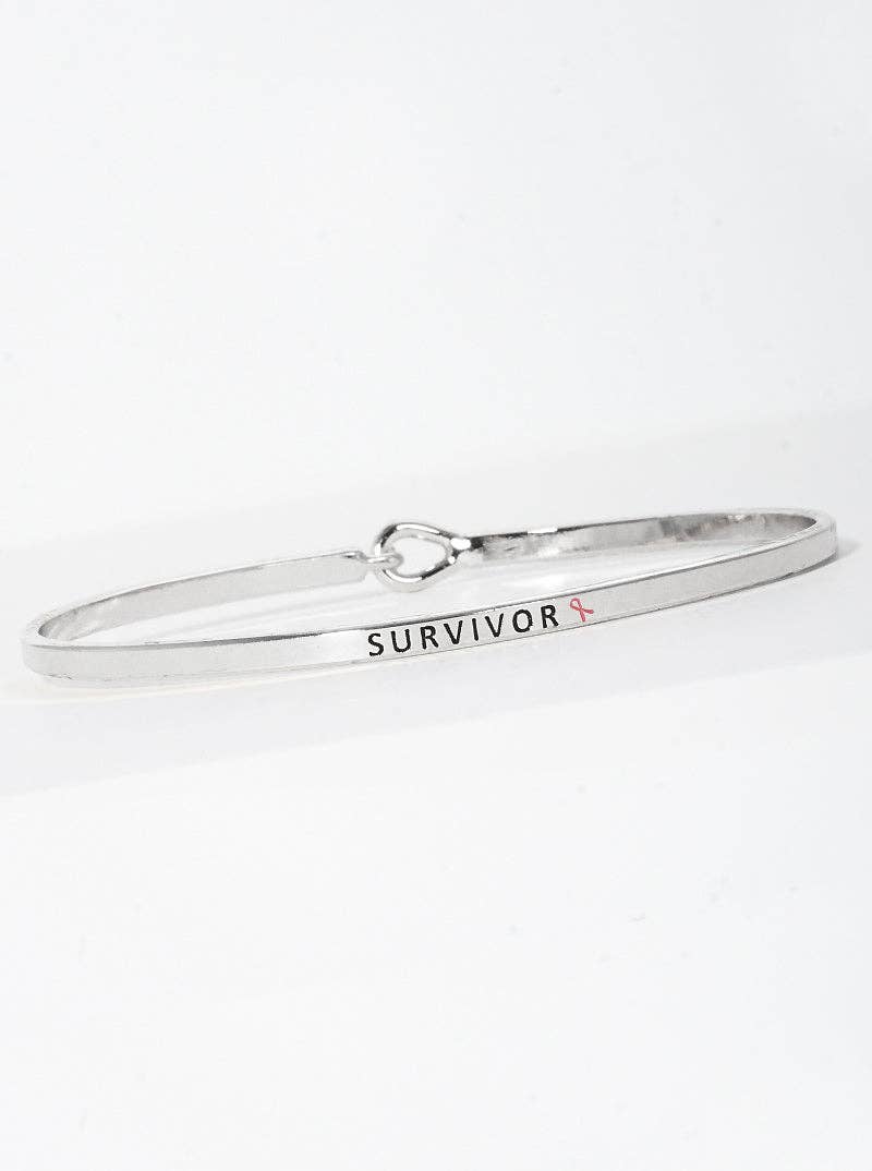 Survivor Engraved Inspirational Bangle Bracelet