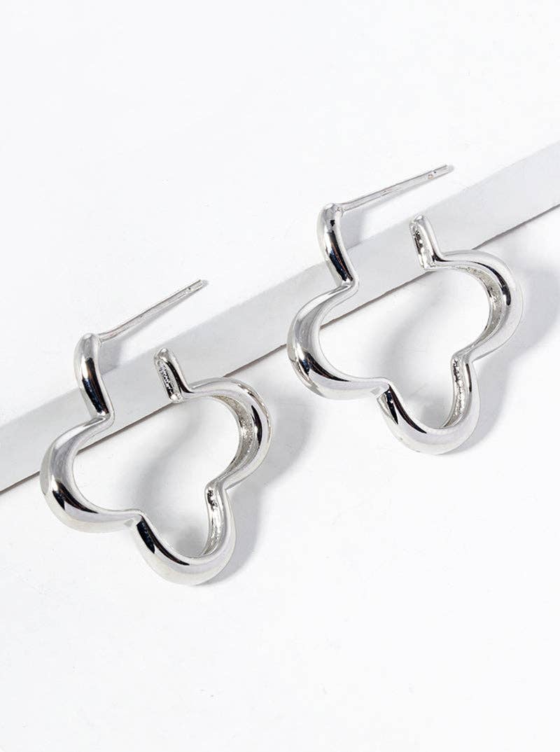 18K Gold Dipped 20Mm Quatrefoil Open Hoop Earrings