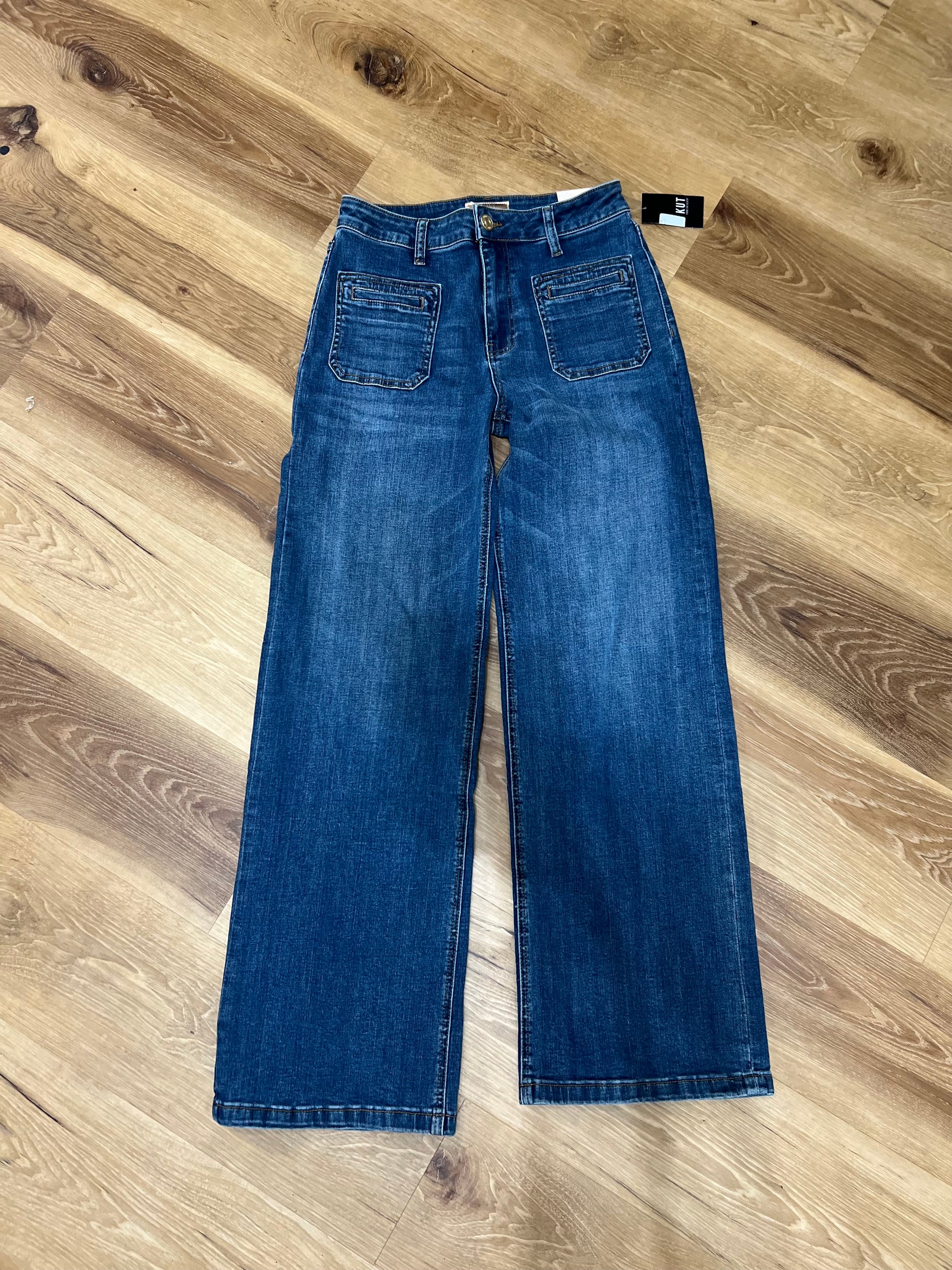 Kut High Rise Wide Leg Patch Pocket Jean
