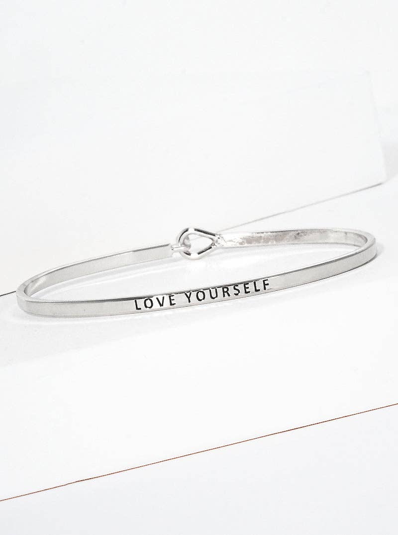 Love Yourself Engraved Inspirational Bangle Bracelet
