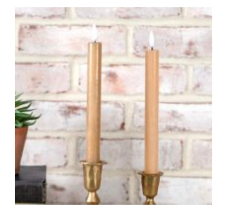 2 pc Caramel LED Taper Candle Set