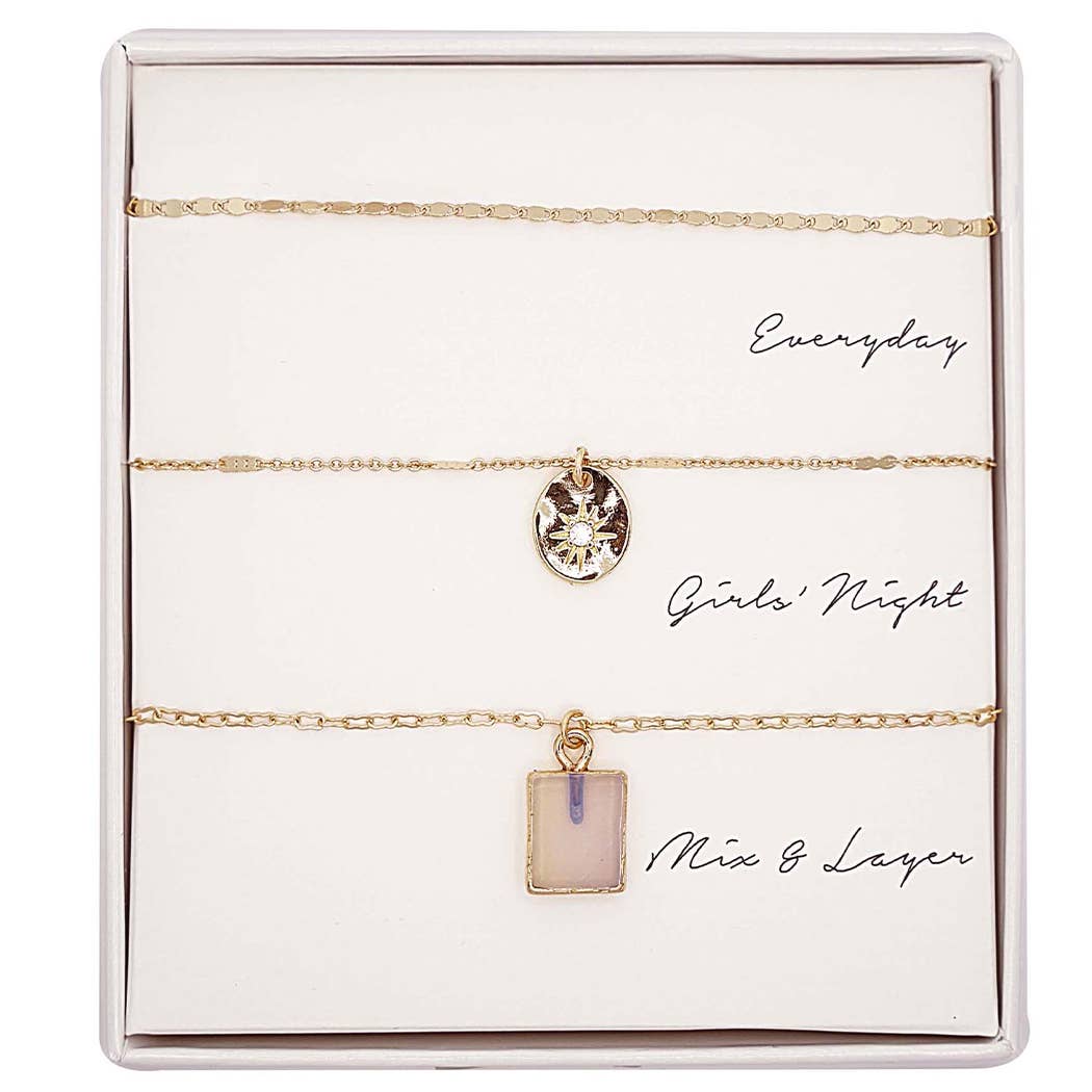 3PC Assorted Layering Pendant Necklace Gift Set