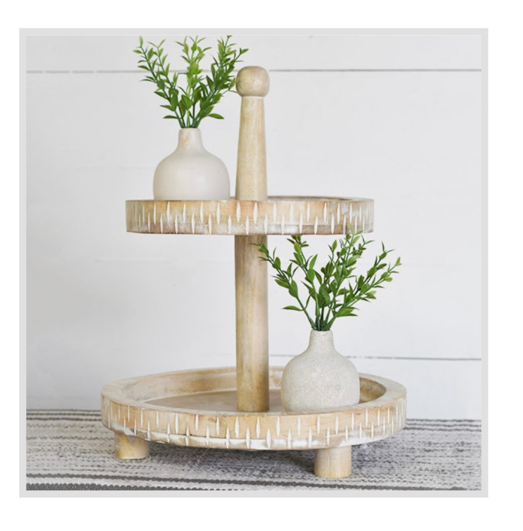 2 TIER WOOD RISER STAND