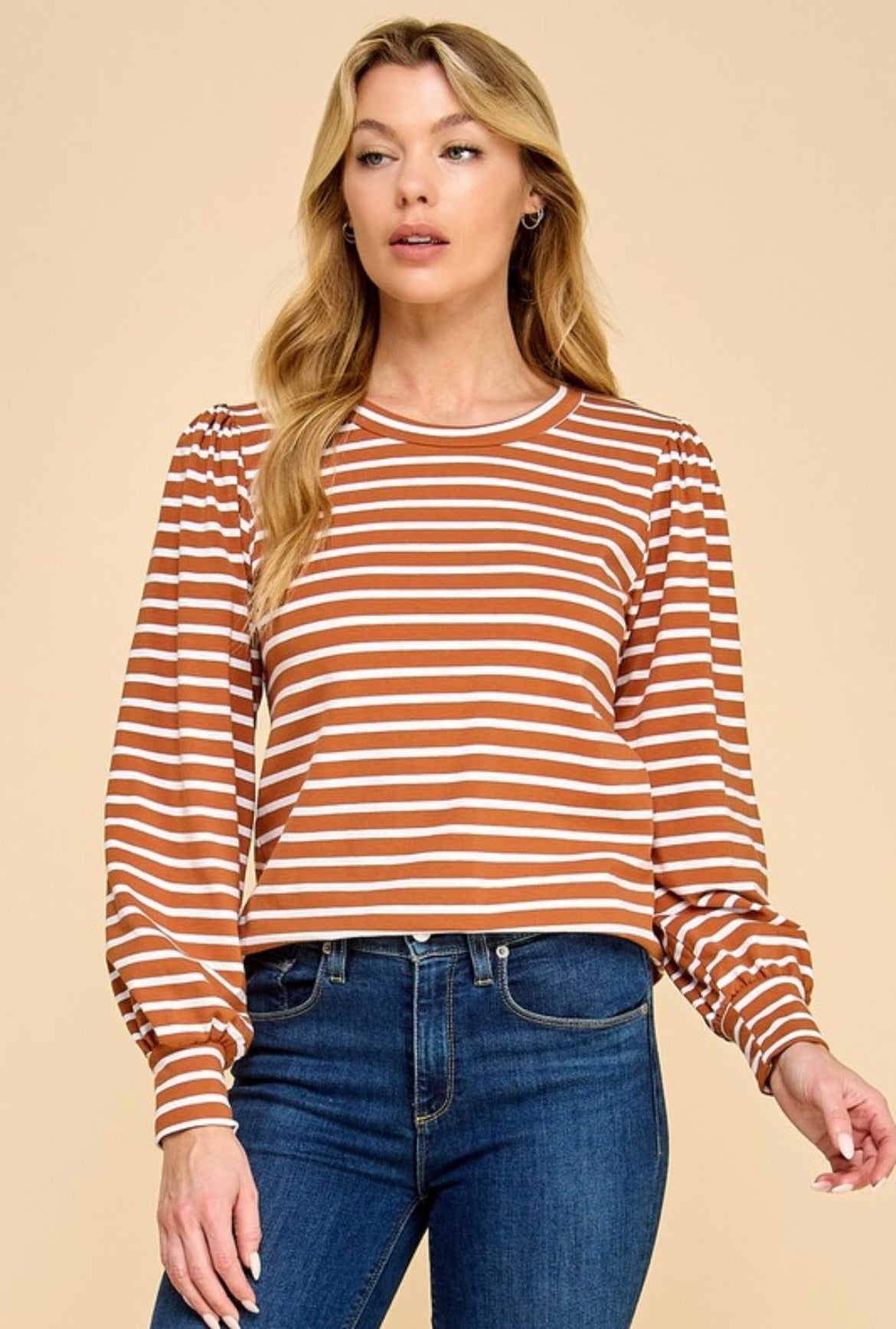 Striped Long Sleeve Knit Top