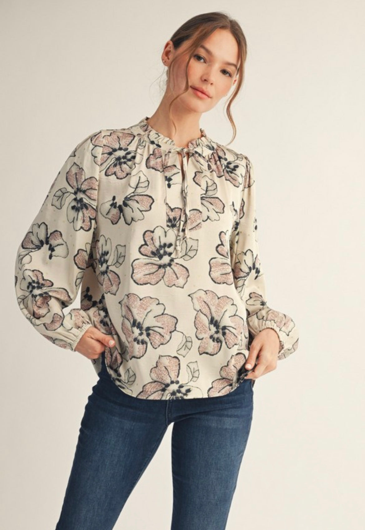Gold Accent Floral Top