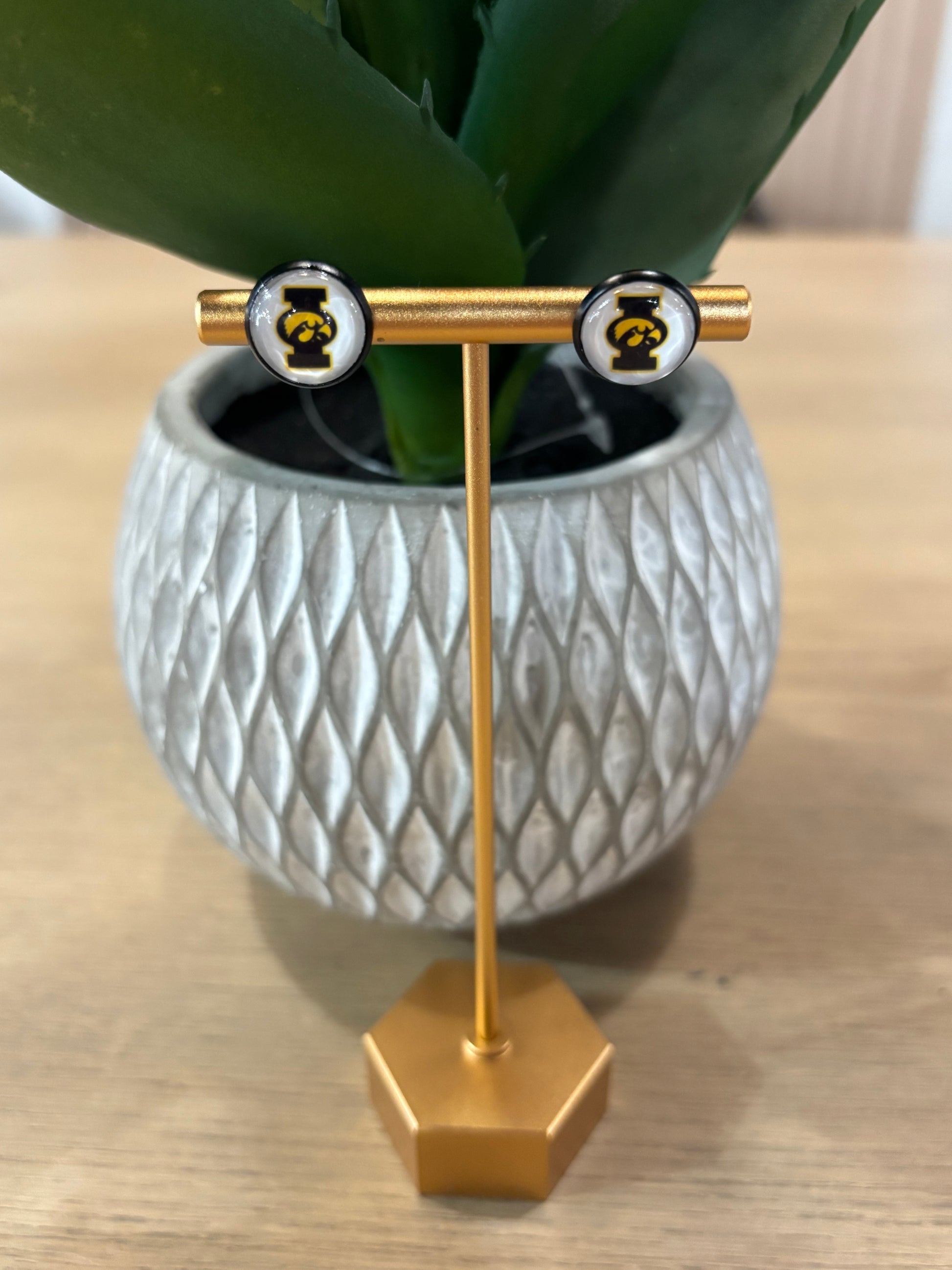 Big I White Stud Earrings
