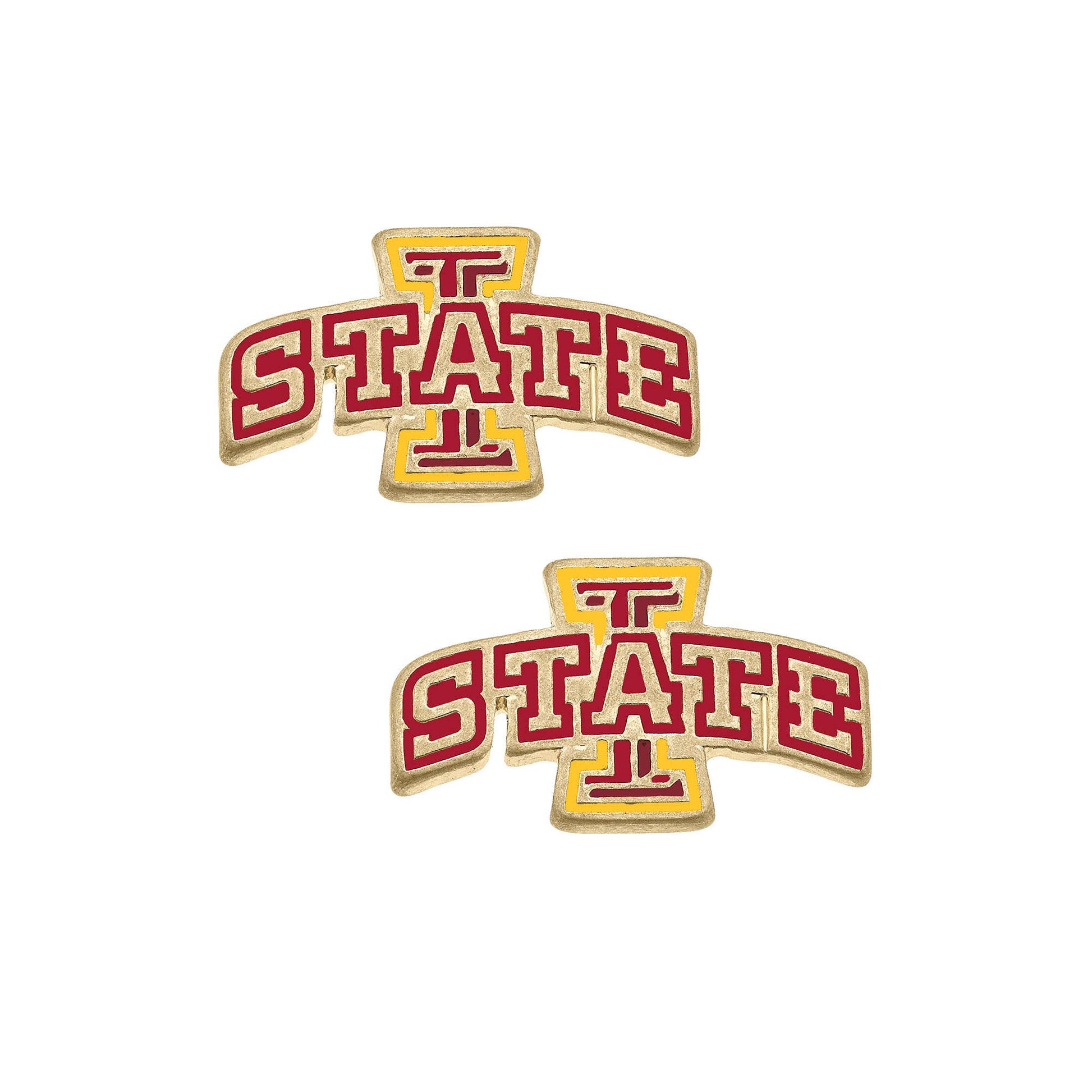 Iowa State Cyclones Enamel Stud Earrings in Cardinal/Gold
