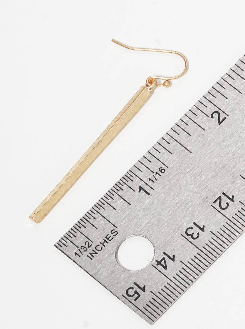 Polished Metal Bar Dangle Drop Earrings