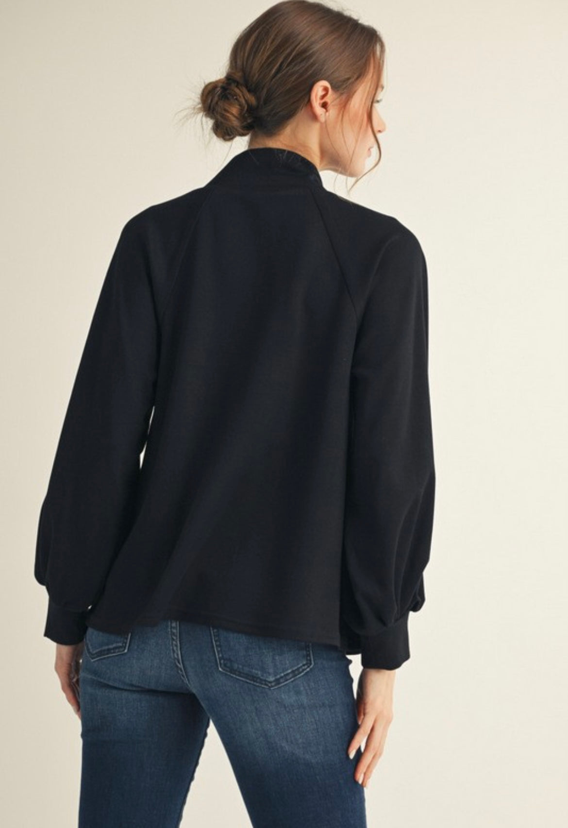 Long Sleeve Scuba V-neck Top