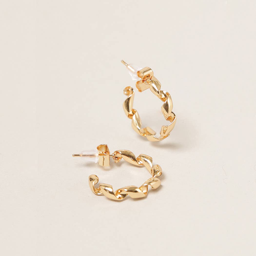 14K Gold Dipped Twisted Hoop Earrings
