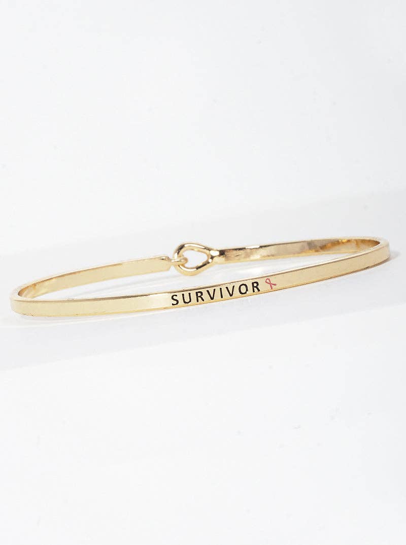 Survivor Engraved Inspirational Bangle Bracelet