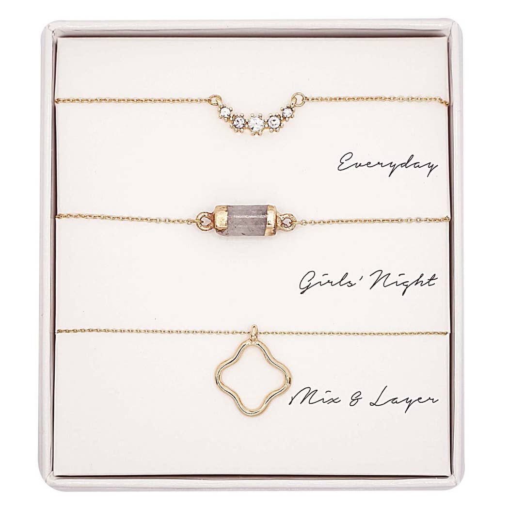 3PC Assorted Layering Pendant Necklace Gift Set