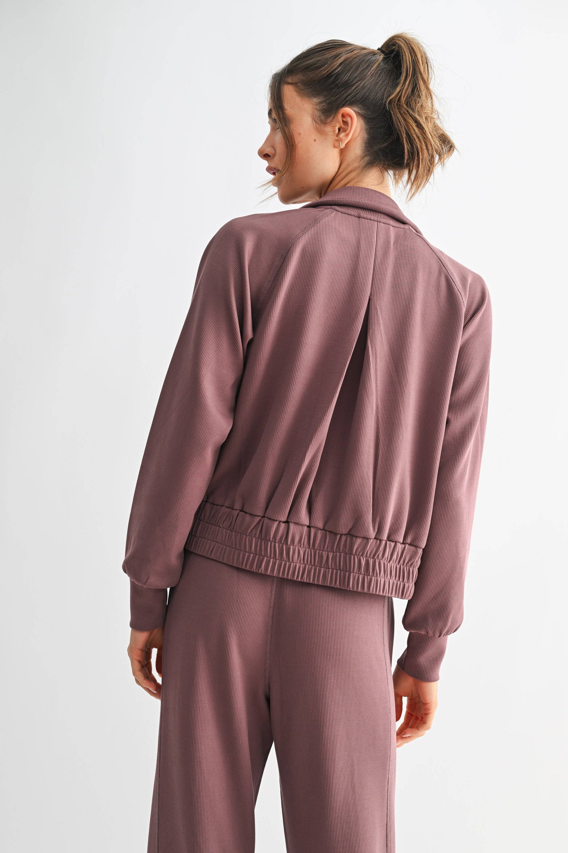 Luxe Sand Wash Rib Zip Jacket