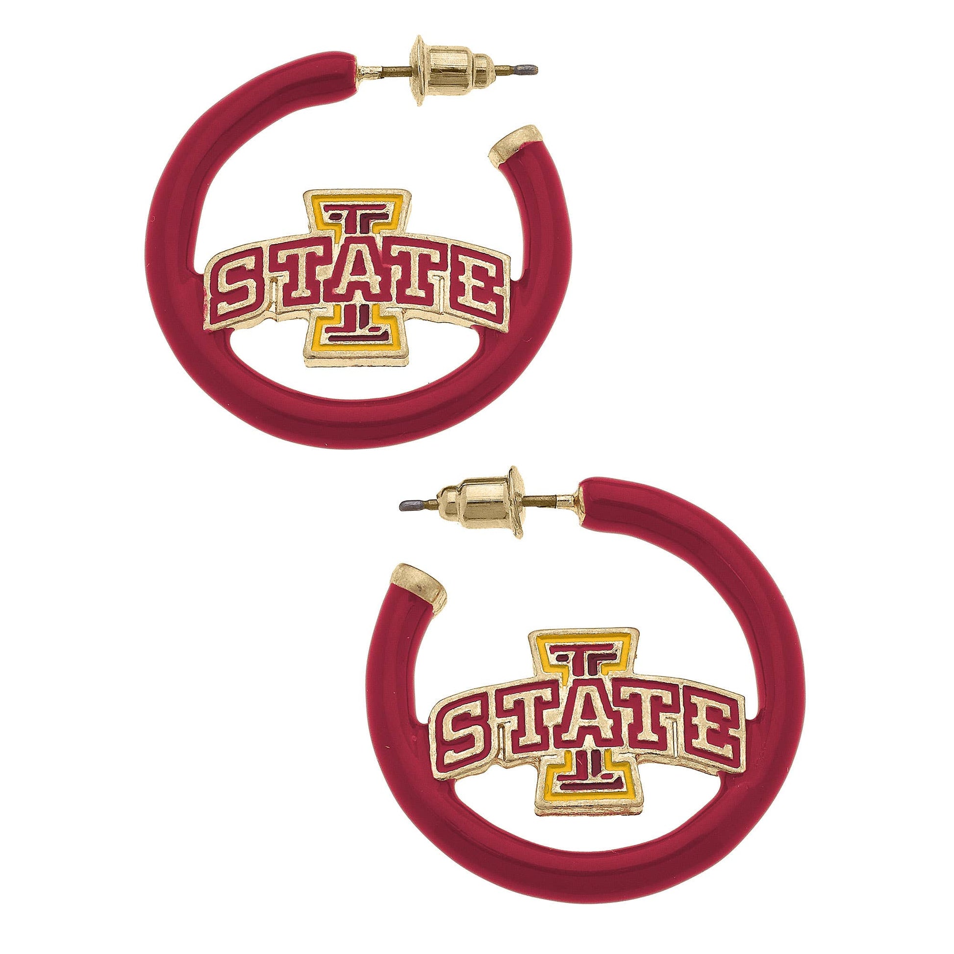 Iowa State Cyclones Enamel Logo Earrings in Cardinal/Gold