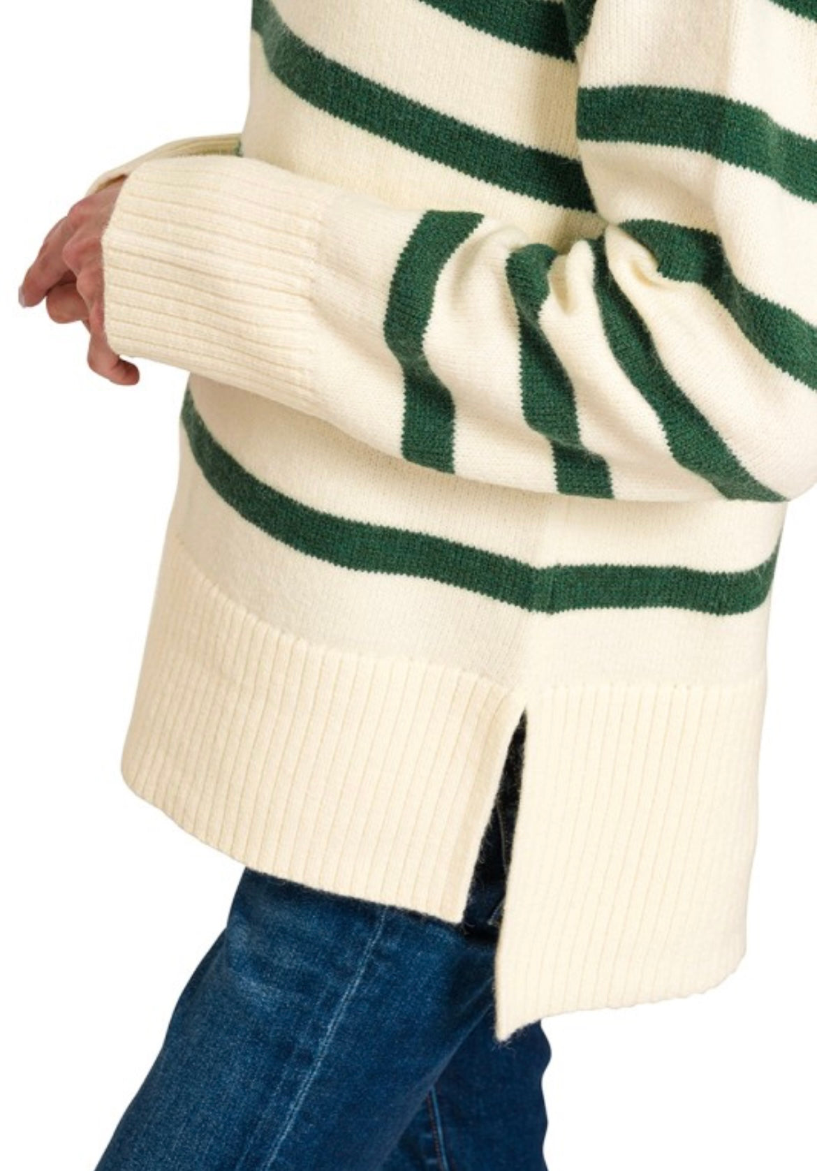 Striped Mock Neck Sweater