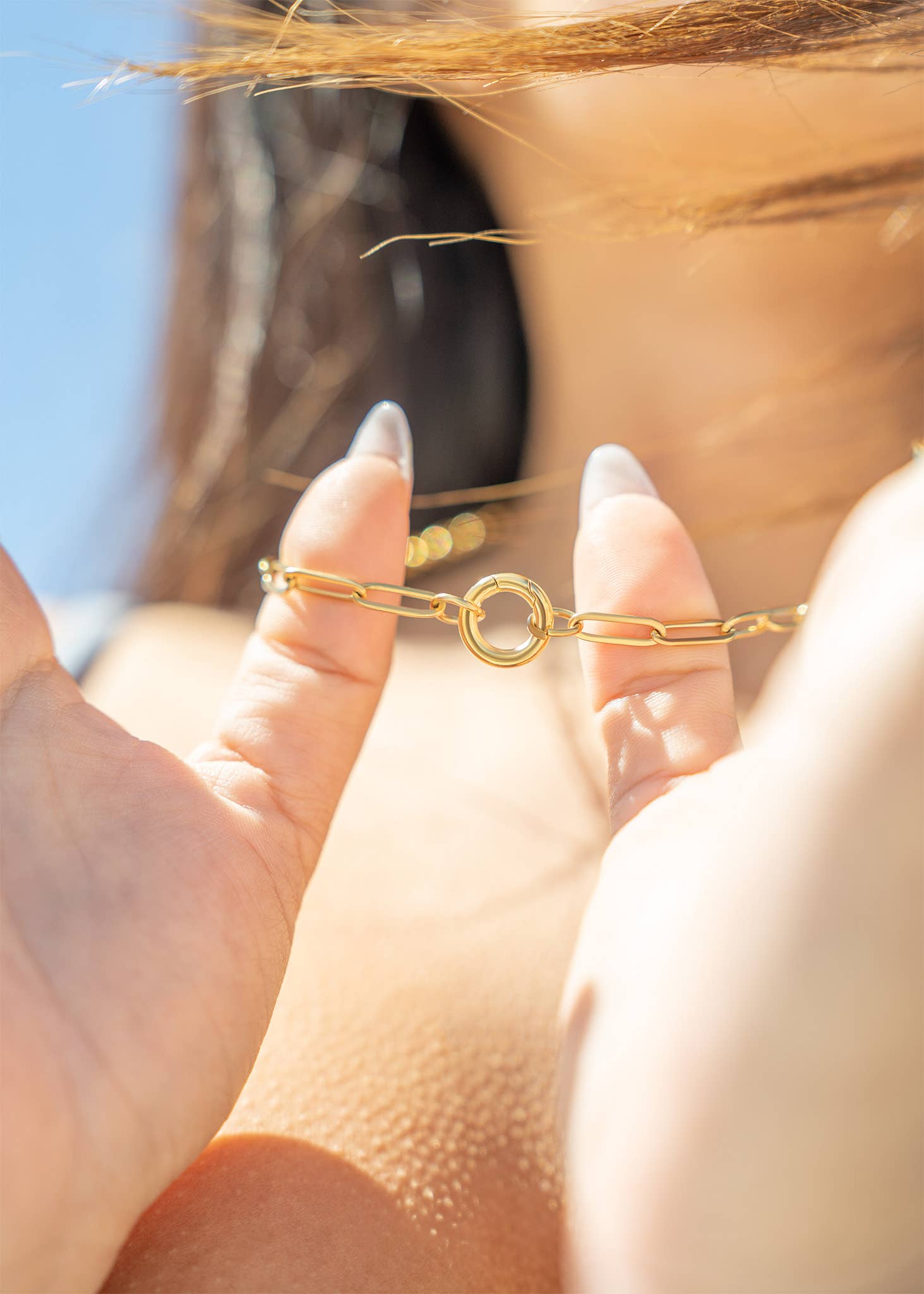 Stainless Steel Paperclip Charm Keeper Necklace: Gold / 20"+2"