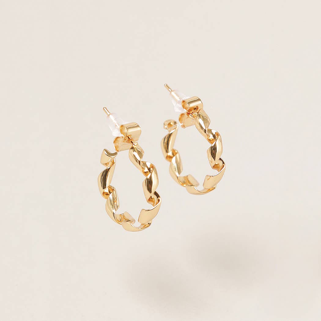 14K Gold Dipped Twisted Hoop Earrings