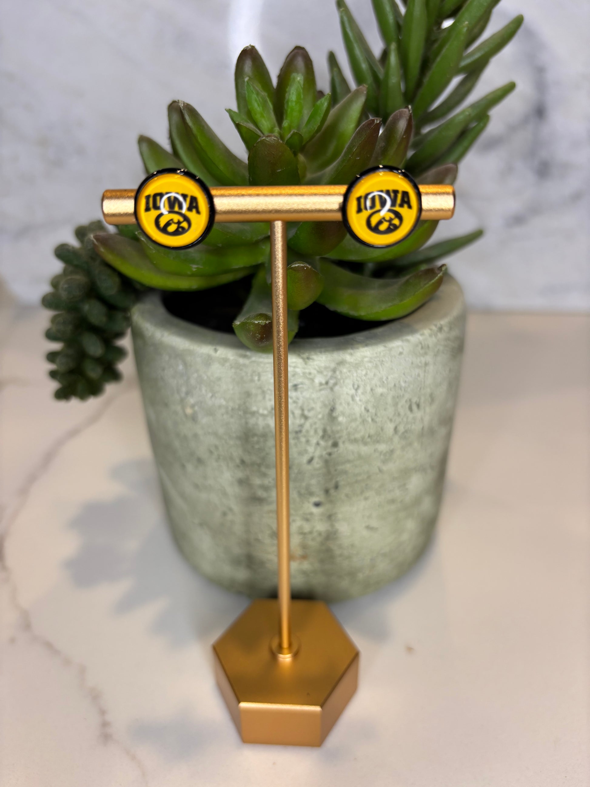 Iowa Gold Stud Earrings