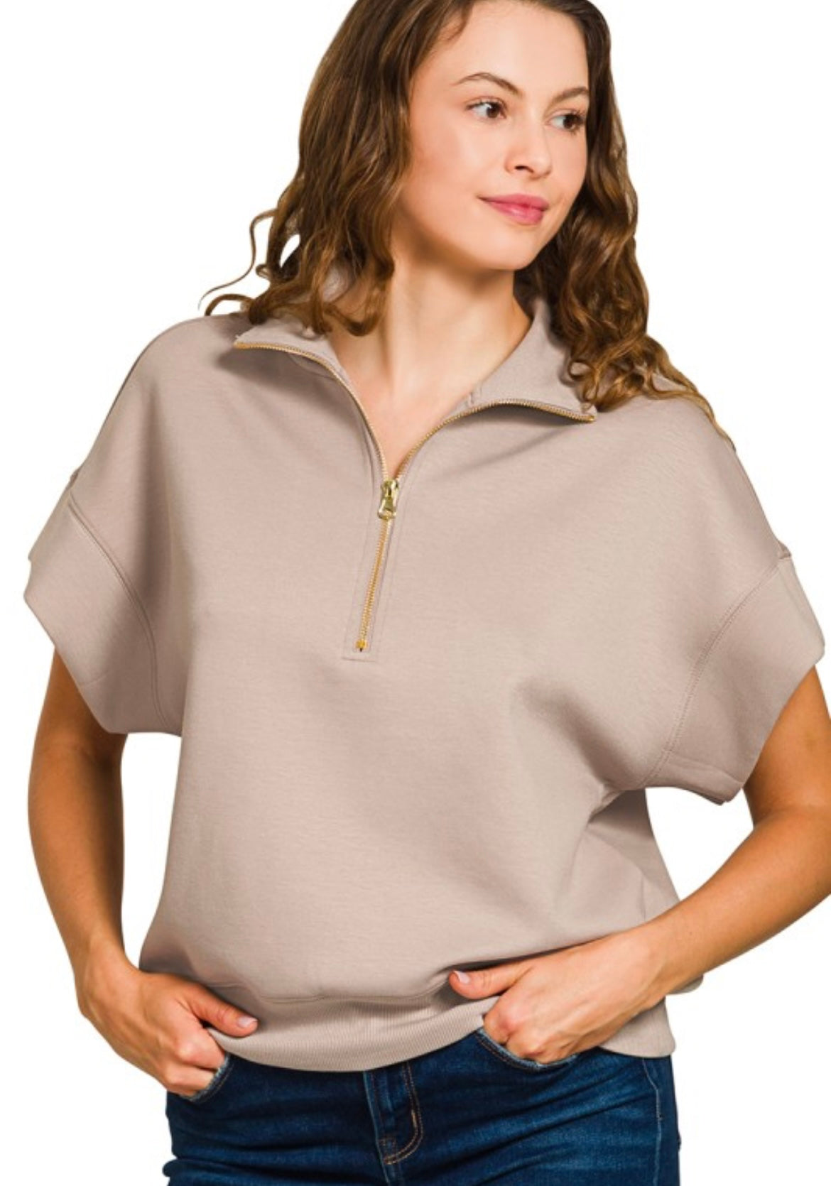 Scuba High Neck Half Zip Short Sleeve Pullover