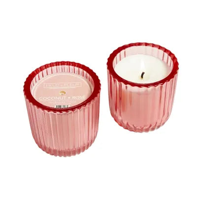 Coconut Rose 1 wick Candle in Colored Glass 8 oz