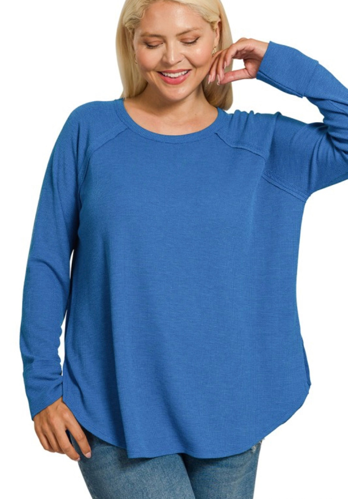 Curvy Waffle Long Sleeve Top