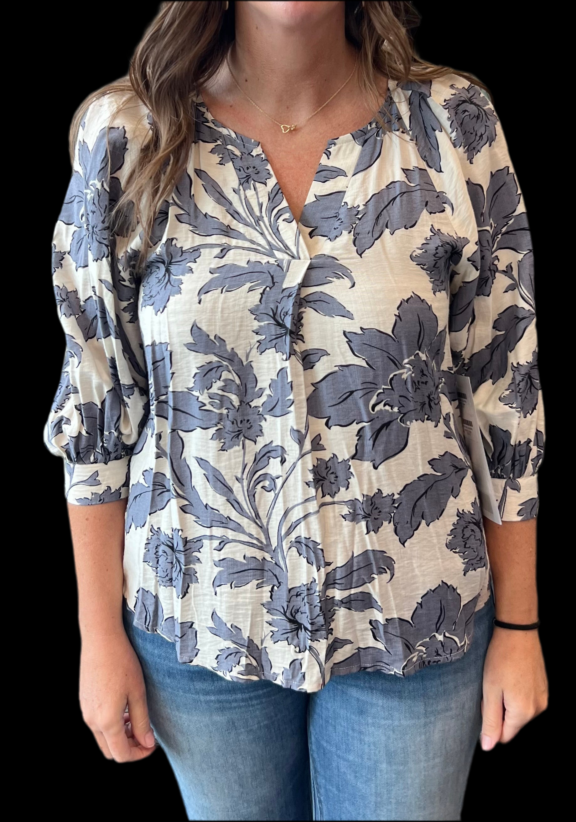 Blue Floral Blouse