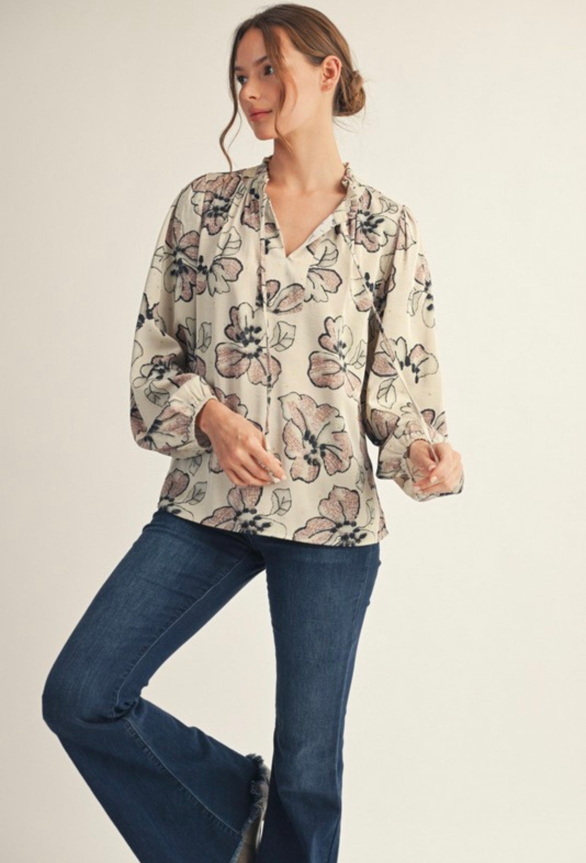 Gold Accent Floral Top