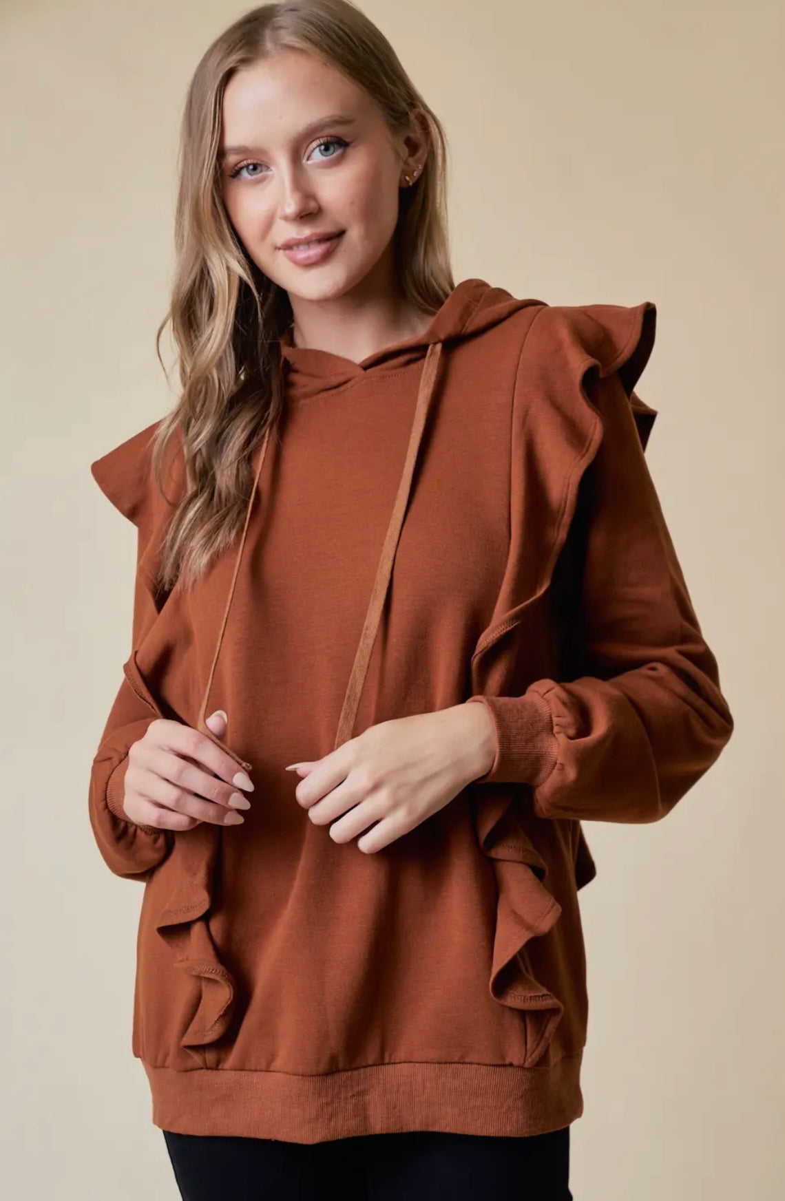 HOODIE RUFFLE PULL-OVER