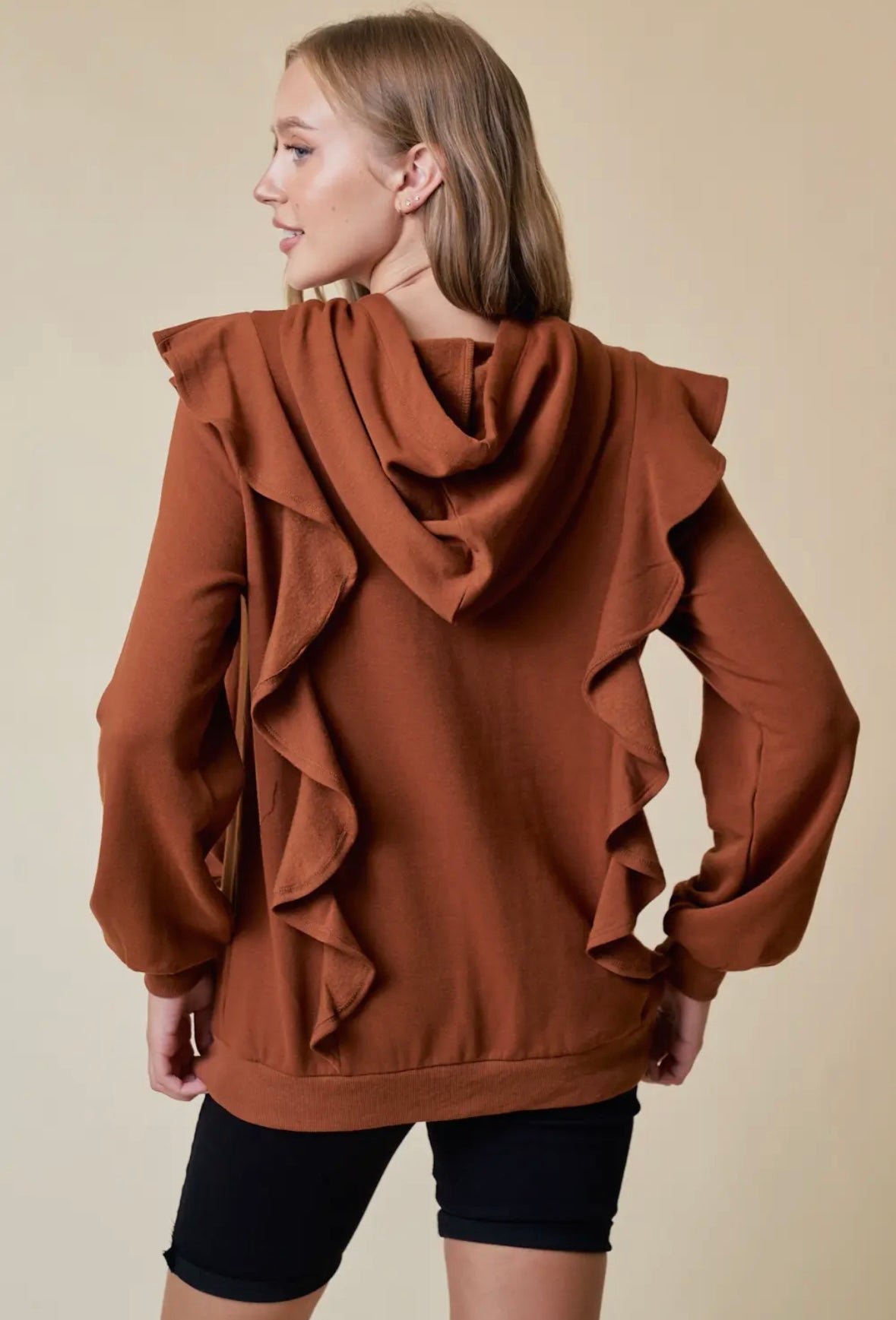 HOODIE RUFFLE PULL-OVER