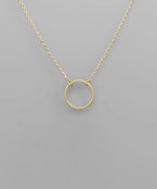 16" circle pendant brass necklace