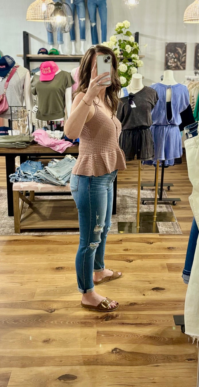 Judy Blue Mid-Rise Vintage wash boyfriend jean