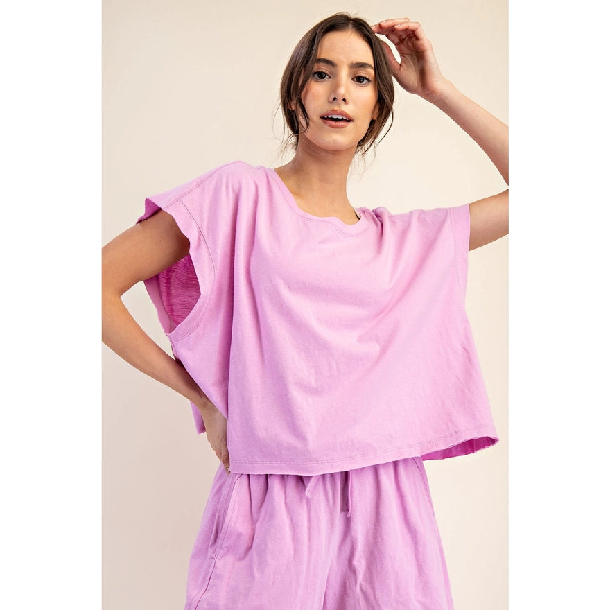 Cotton Slub Open Back Top