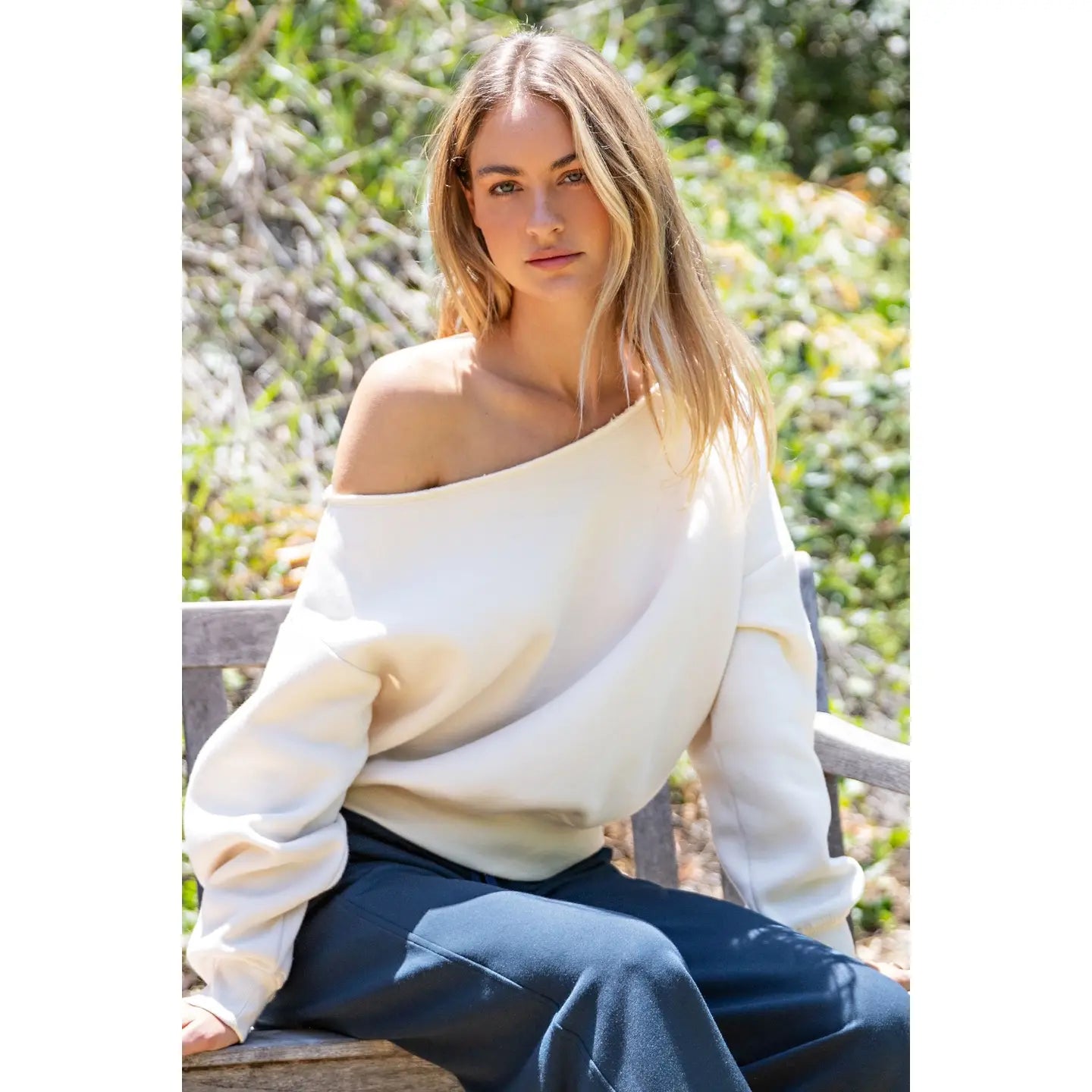 Curvy French Terry Fleece Off Shoulder Top
