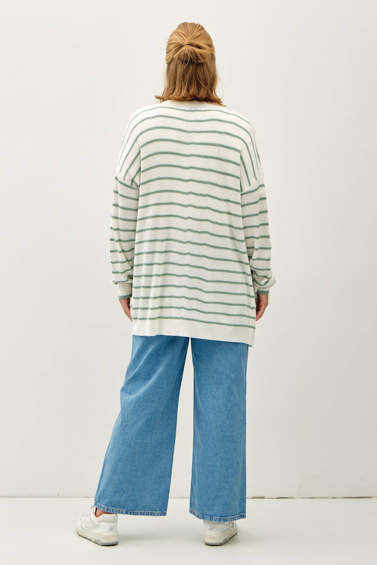 CURVY CLASSIC STRIPED OPEN CARDIGAN