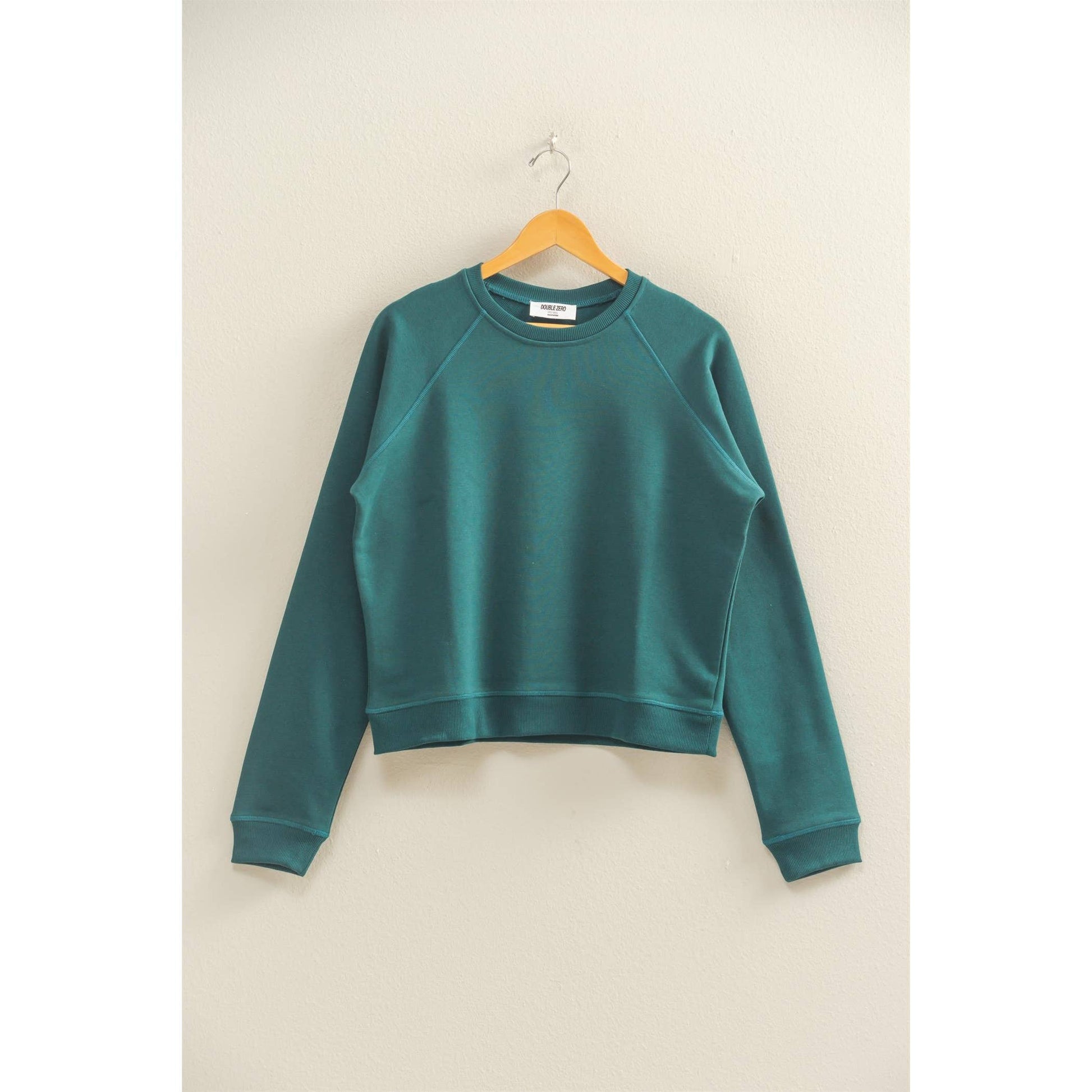 Crew Neck Raglan Sleeve Comfy Pullover Sweatshirt