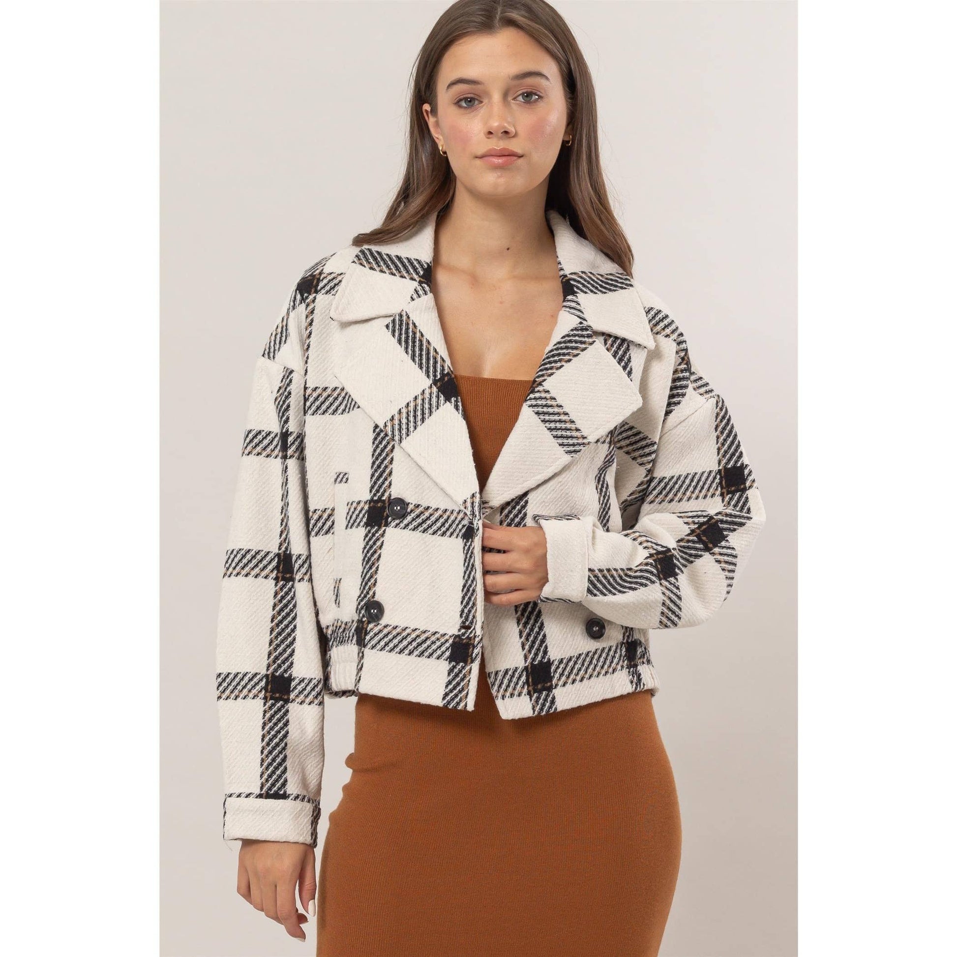Plaid Double-Breasted Jacket