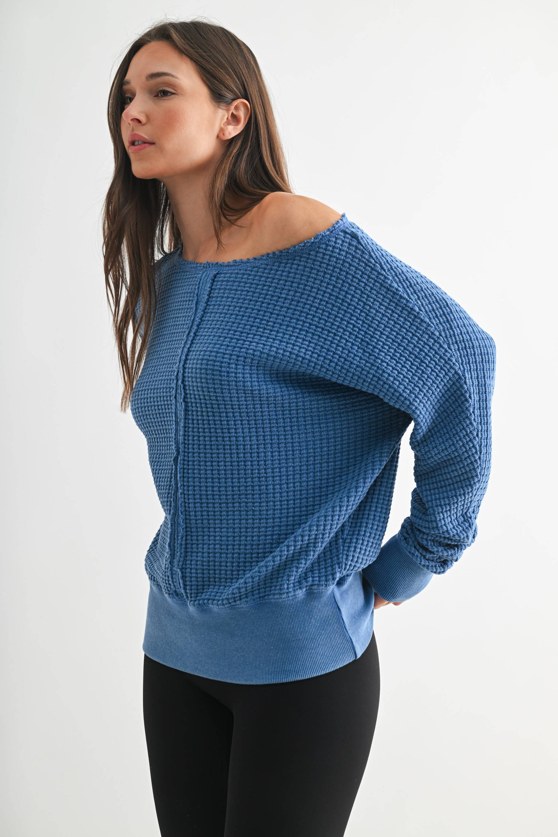 Chunky Waffle Boat Neck Sweater
