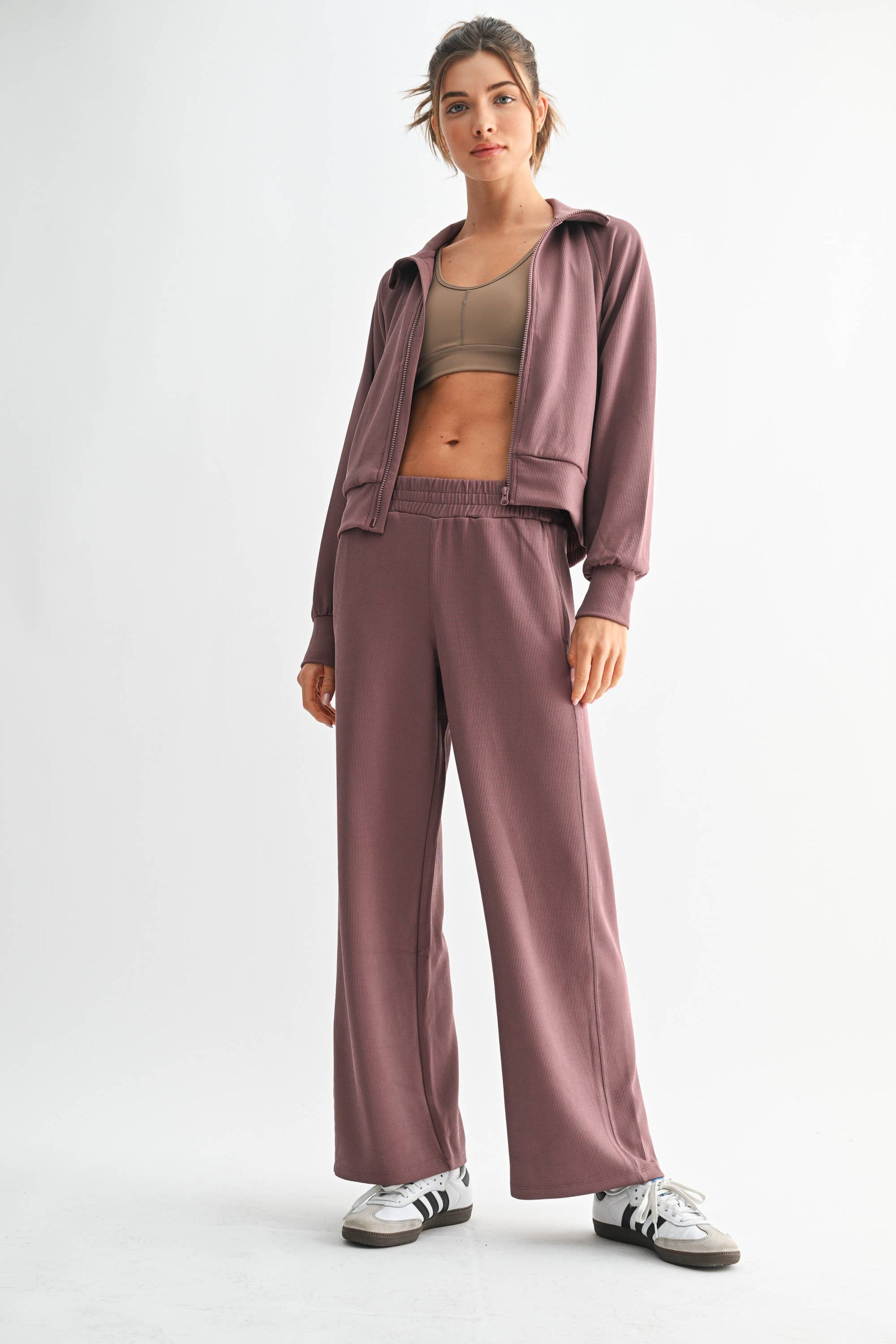 Luxe Sand Wash Rib Zip Jacket