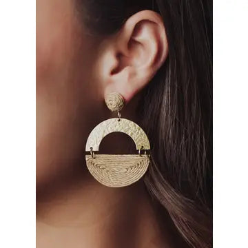 Gold & Wicker Statement Earrings