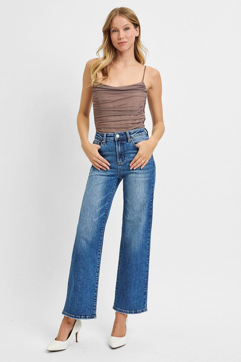 Curvy Risen High Rise Straight Relaxed Jeans