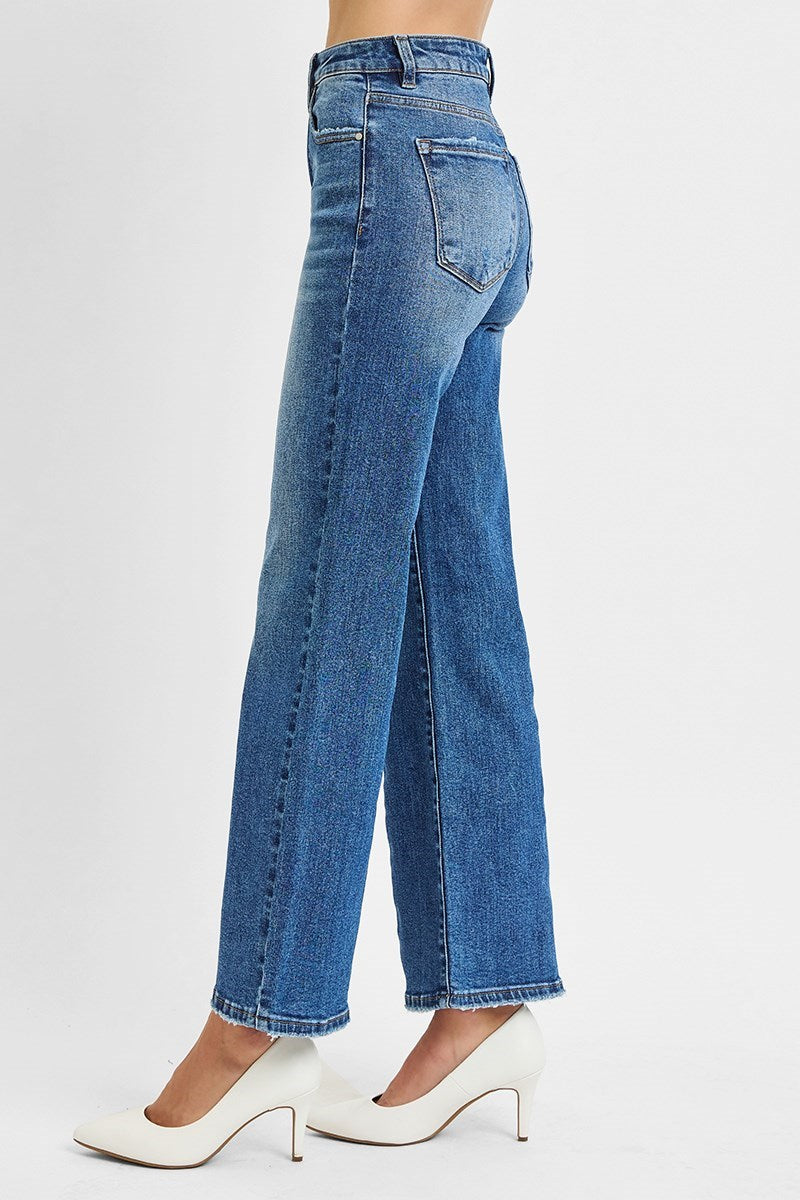 Curvy Risen High Rise Straight Relaxed Jeans