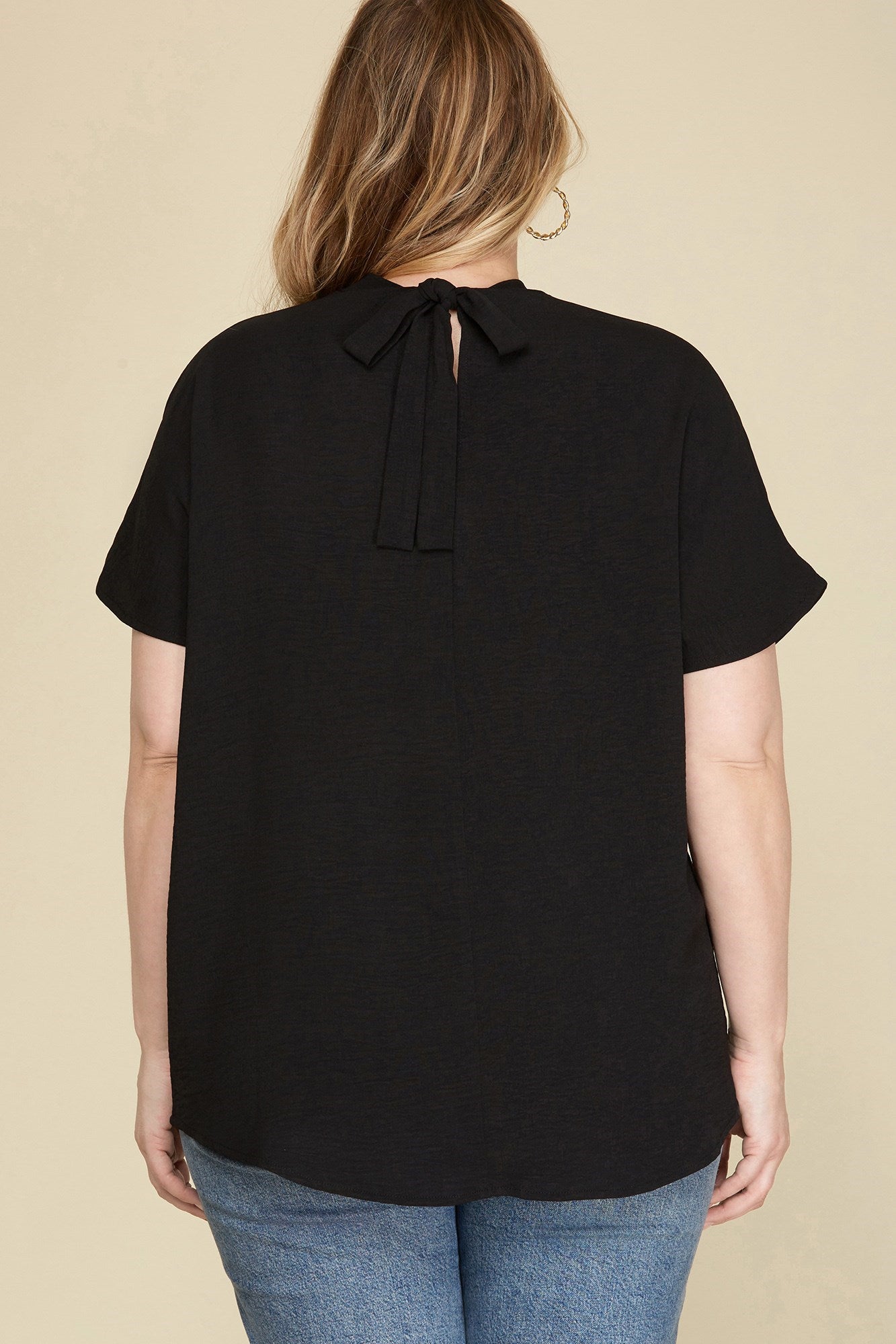 Curvy Woven Top with Back Tie