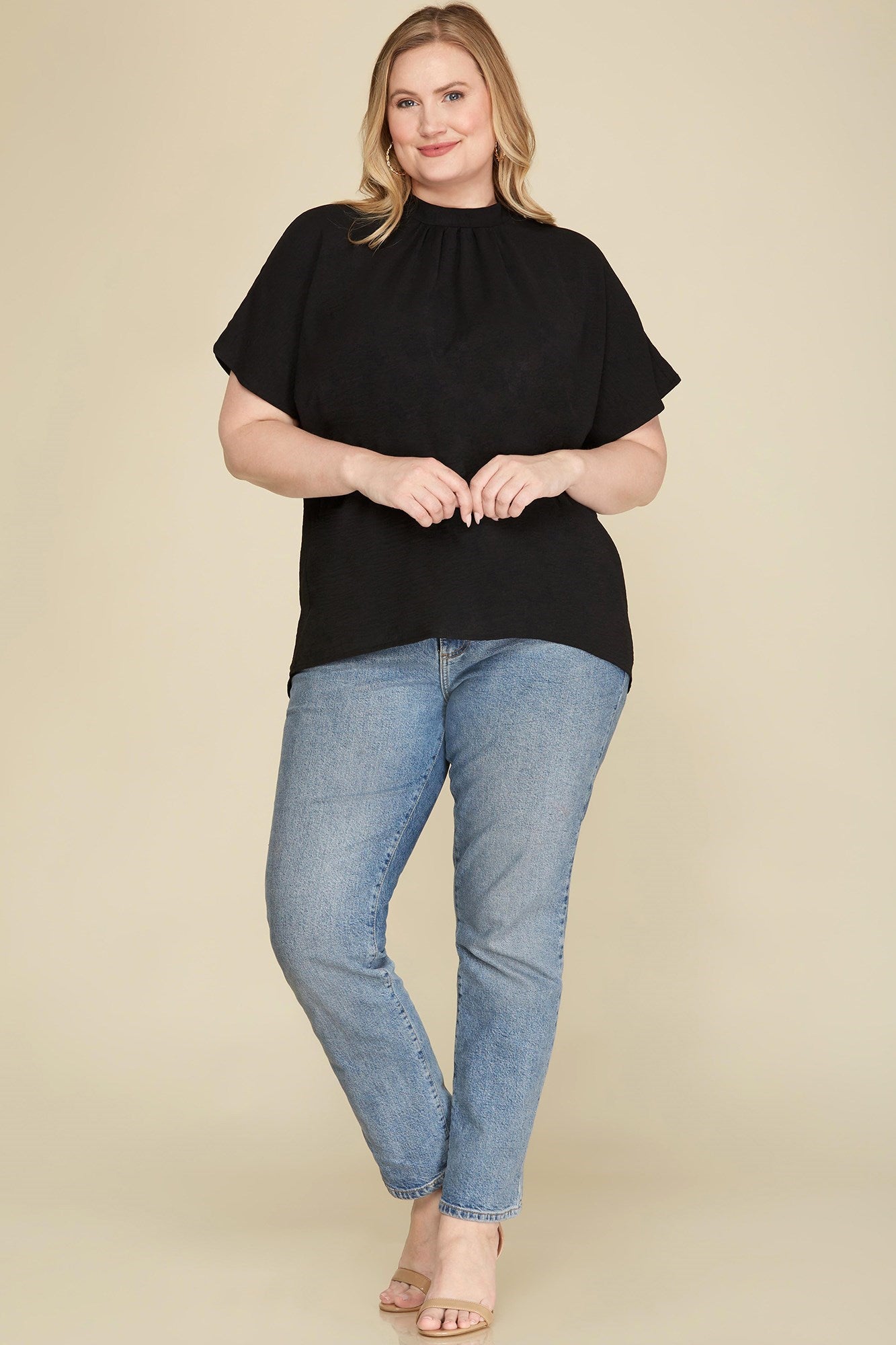 Curvy Woven Top with Back Tie