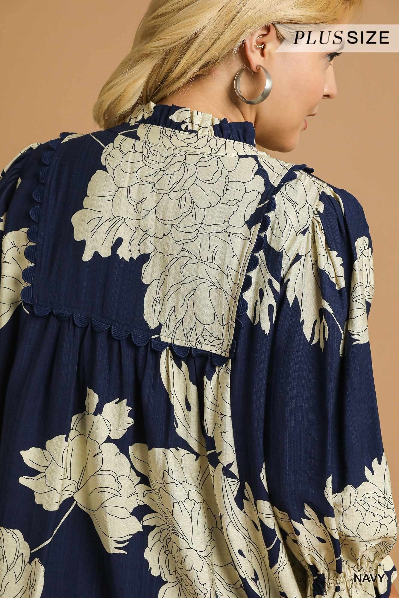 Curvy Navy Floral Dress