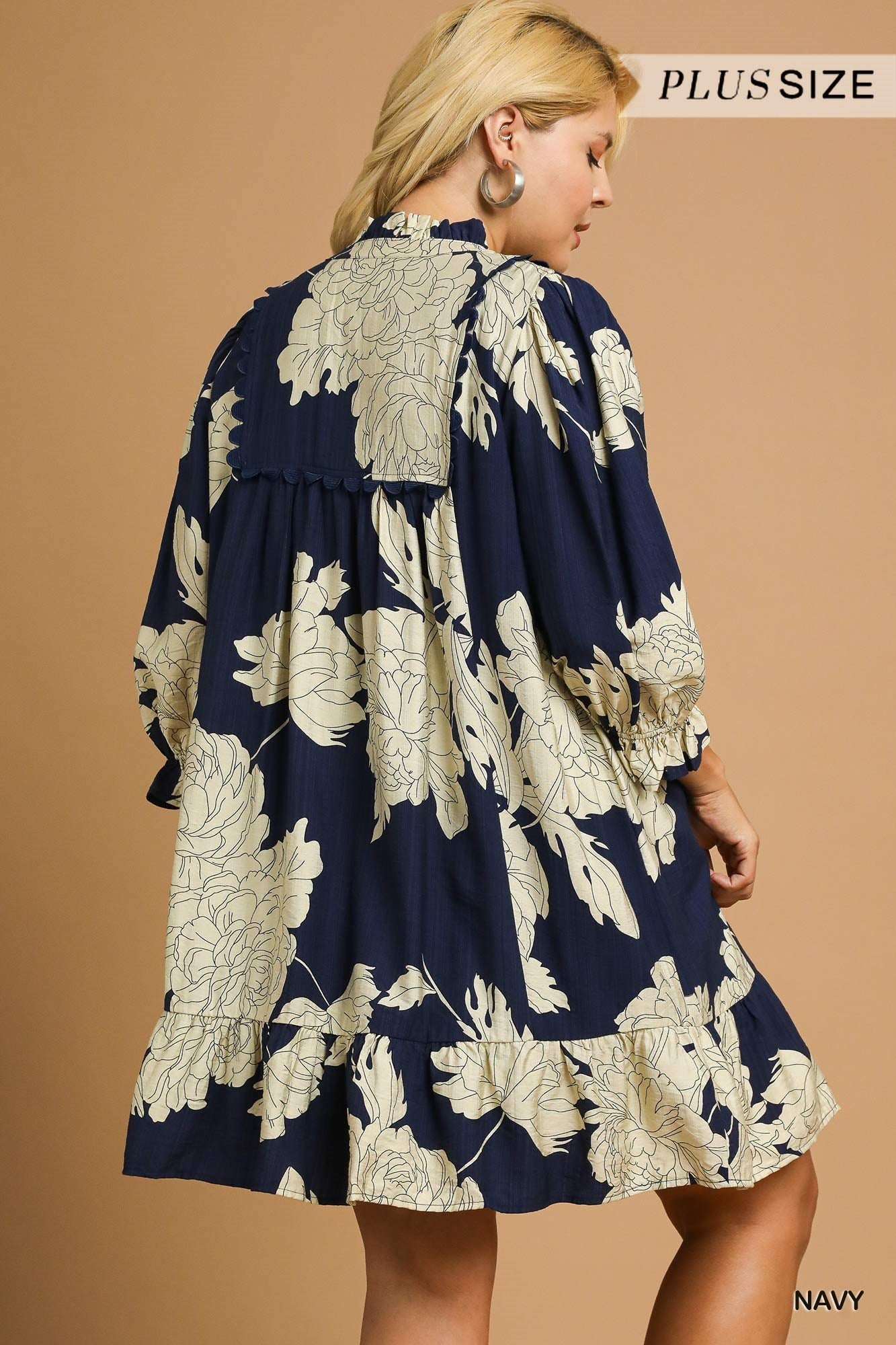 Curvy Navy Floral Dress