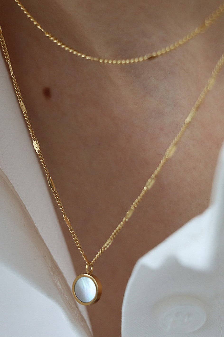 18K Gold Plated Waterproof Stainless Steel Layered Necklace