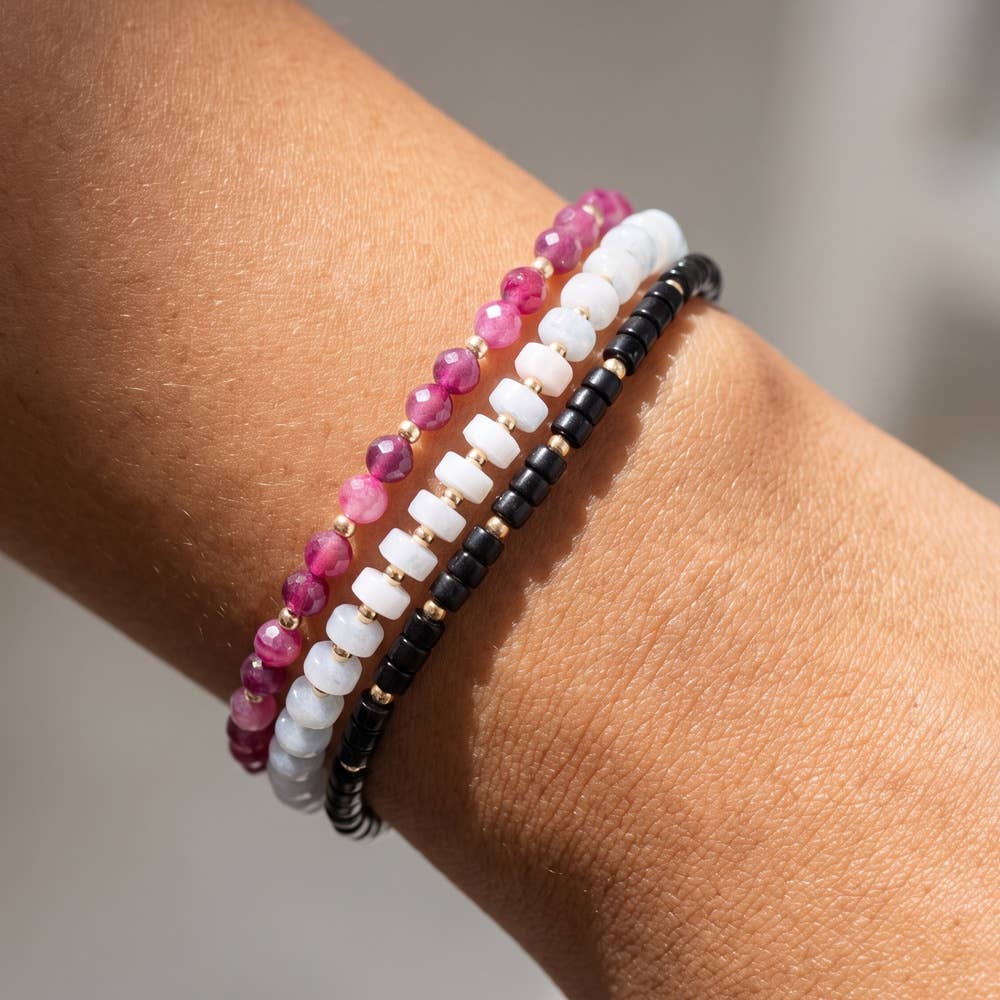 Faceted Bead Trio Stretch Bracelet Set