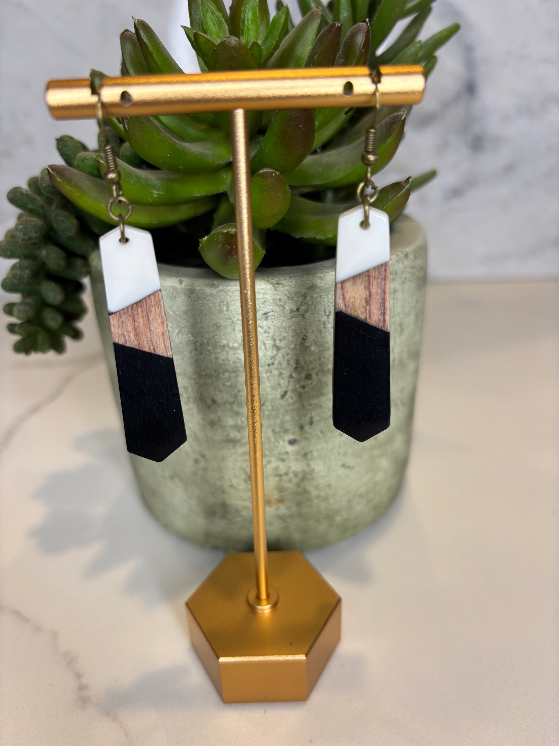 Dangle Acrylic and Wood Earrings