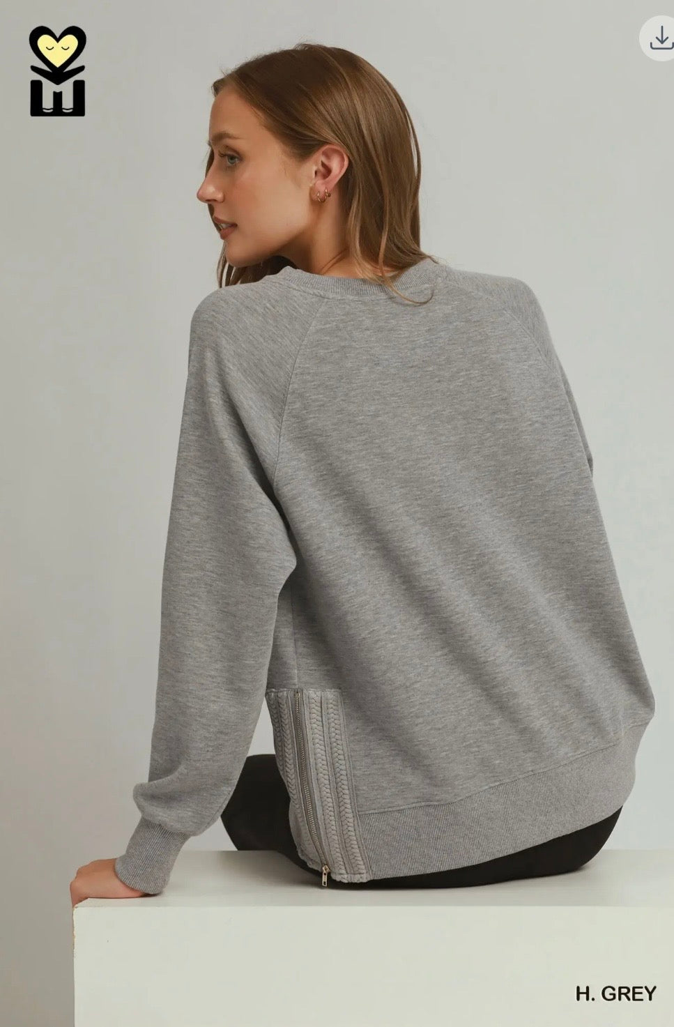 Luxe Knit Side Detail Zip Crewneck