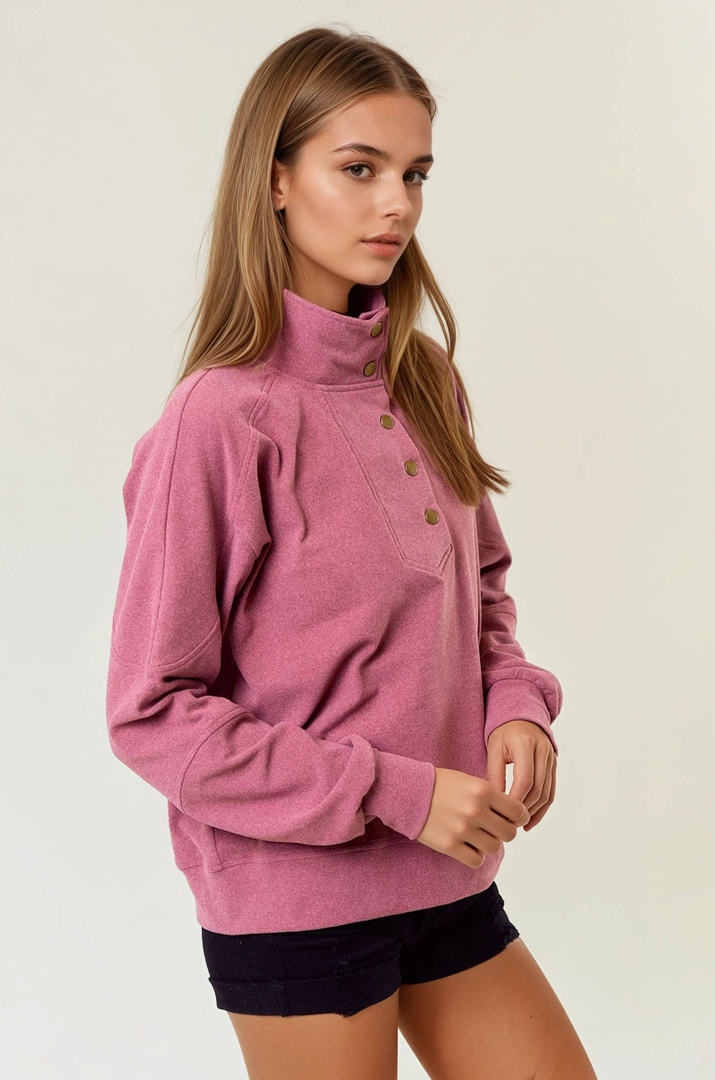 Buttery Soft Brushed Knit Mock Neck Sweatshirt
